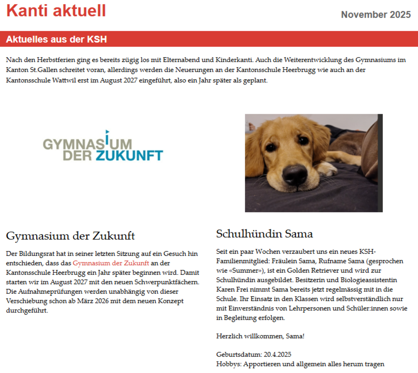 Kanti Aktuell November 2025